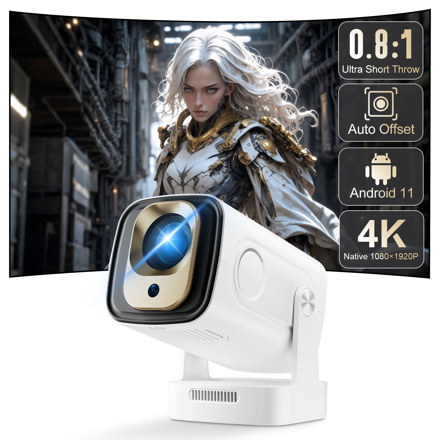 Portable Home Theater Hy260 Pro 1080p Smart Android 4k Mini Projector