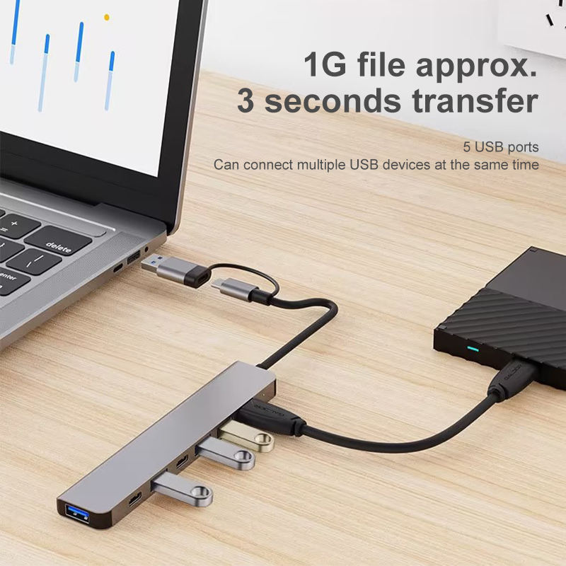 Dual-head 7-in-1 Type-C & USB HUB Ports Adapter - Image 5
