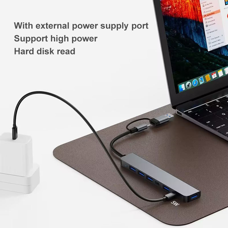 Dual-head 7-in-1 Type-C & USB HUB Ports Adapter - Image 6